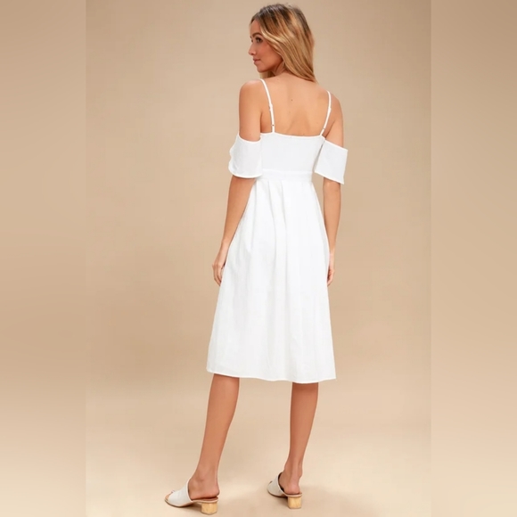 NWOT Lulu's I've Got Love White Off-the-Shoulder Midi Dress | Small S - Picture 6 of 7
